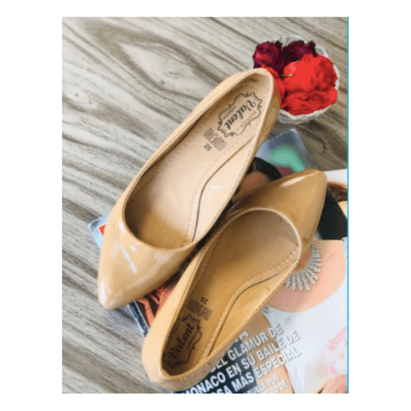 Balerina Style Shoes for Women, Made of Beige Patent Leather